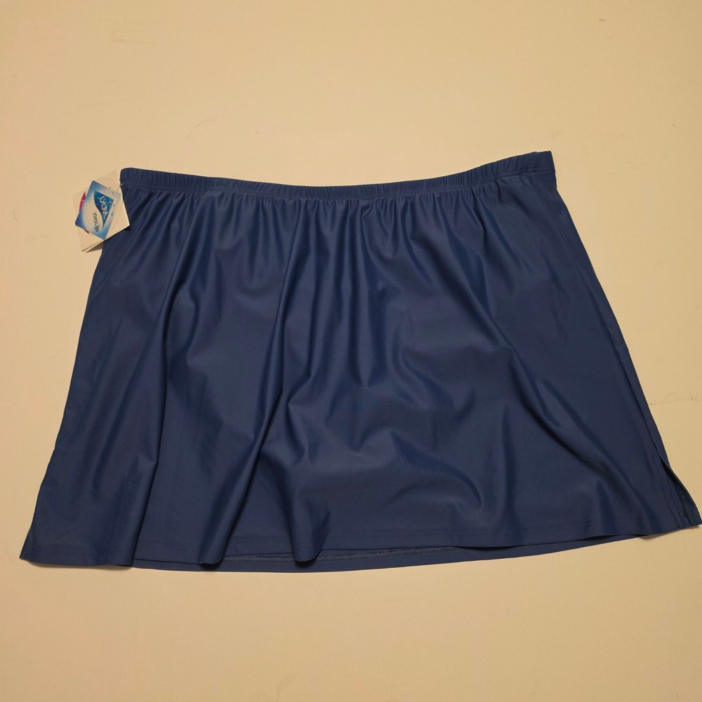 Croft & Barrow Tummy Slimmer Skirted Swim Bottom Side Slits Navy Blue Size 20W